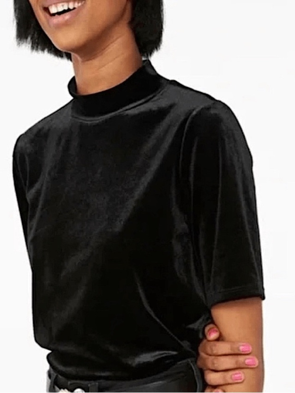 Madewell Black Velvet Mock Neck - Size M
